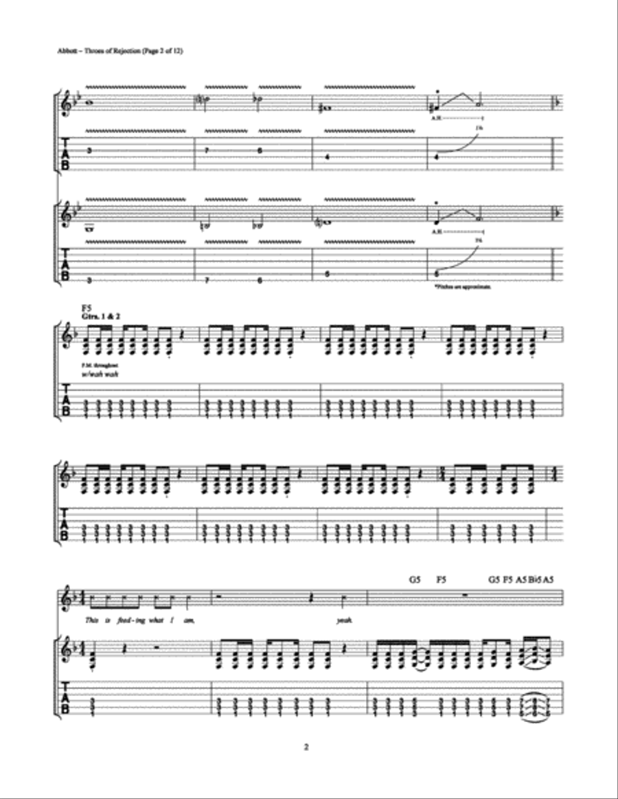 Throes of Rejection Electric Guitar scores gallery preview page 2