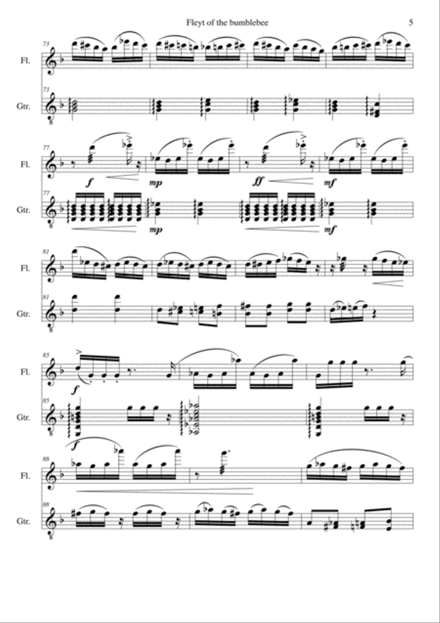 Fleyt of the bumblebee for flute and guitar Fleyt of the bumblebee for flute and guitar Flute scores gallery preview page 5
