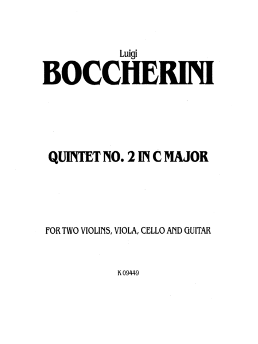 Boccherini: Second Quintet in C Major, for Two Violins, Viola, Cello and Guitar Viola scores gallery preview page 1