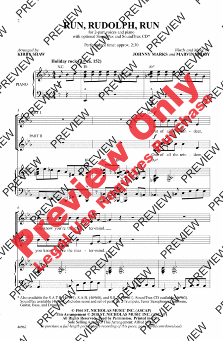 Run, Rudolph, Run 2-Part scores gallery preview page 2