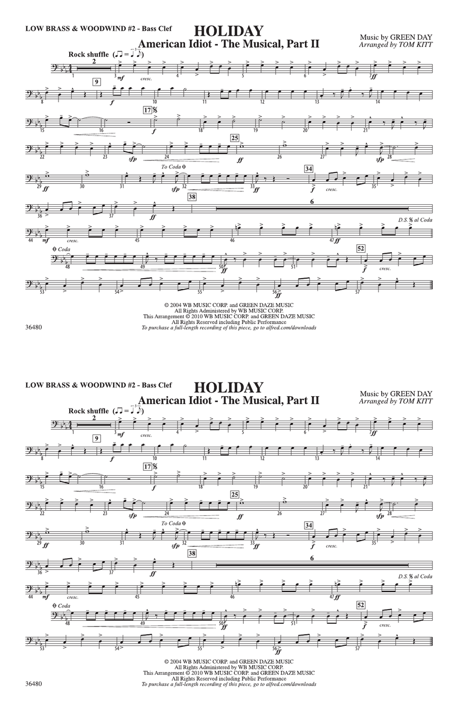 Holiday: Low Brass & Woodwinds #2 - Bass Clef