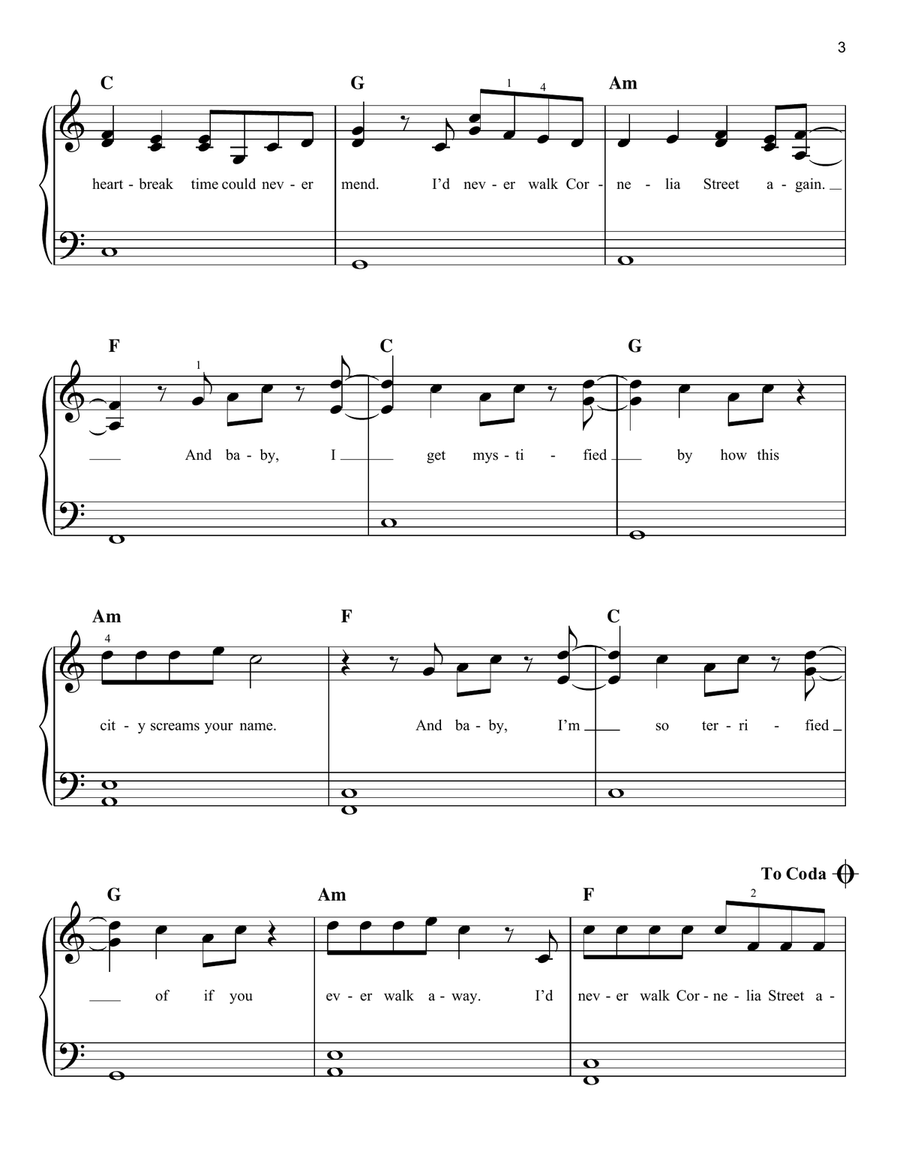 Cornelia Street Easy Piano scores gallery preview page 3