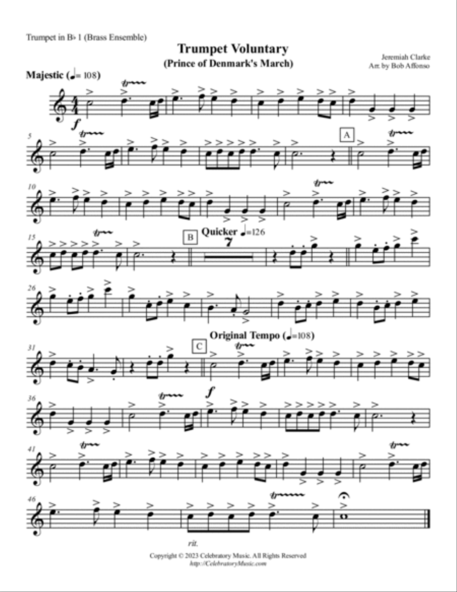 Trumpet Voluntary Brass Ensemble scores gallery preview page 5