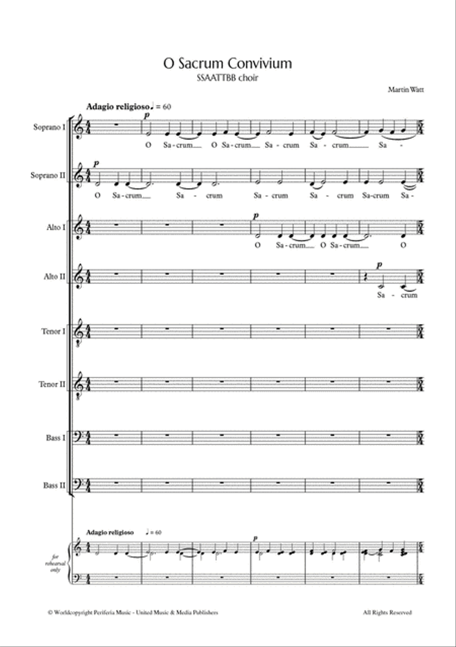 O Sacrum Convivium for Mixed Choir (SSAATTBB) SSAATTBB scores gallery preview page 2