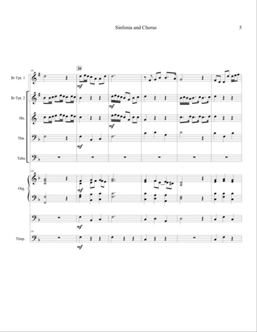 "Sinfonia and Chorus" (from 'Ihr lieben Christen') - brass quintet, organ or piano, opt timpani image number null