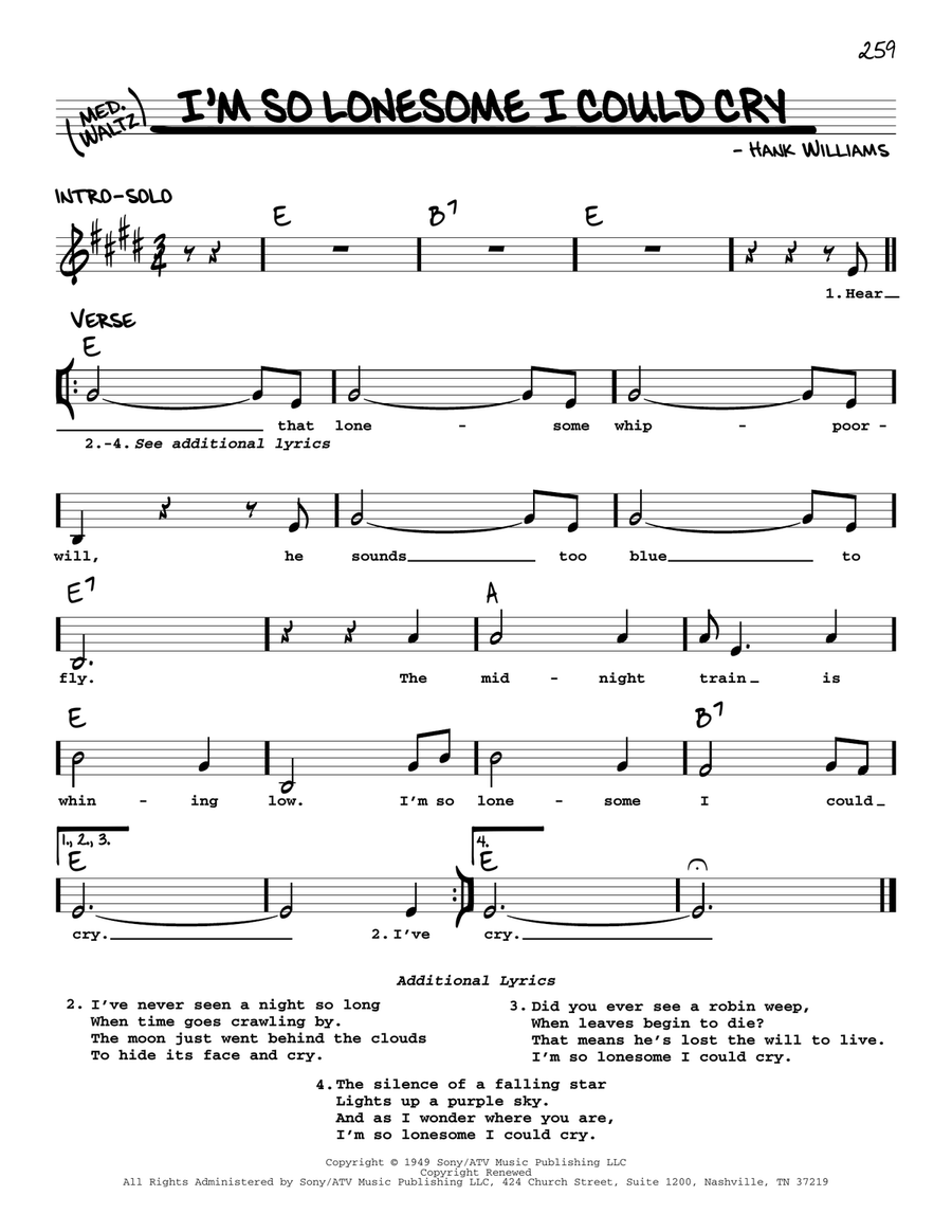 I'm So Lonesome I Could Cry Voice scores gallery preview page 1