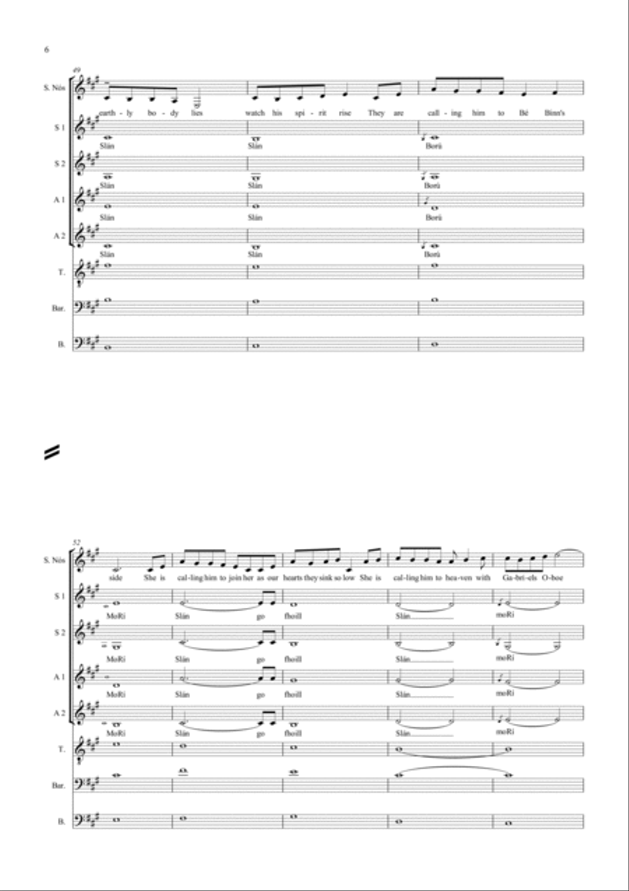 Sadb's Lament for the Fallen King - Mixed Choir and solo Irish sean nos voice Divisi scores gallery preview page 6