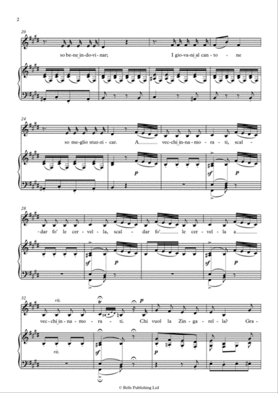 Chi vuol la zingarella (E Major) Voice Solo scores gallery preview page 2