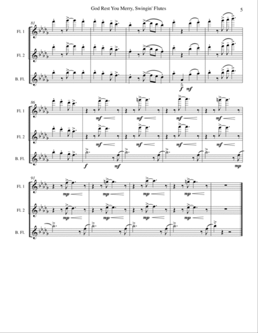 God Rest You Merry, Gentlemen (Flute Trio) Woodwind Trio scores gallery preview page 5