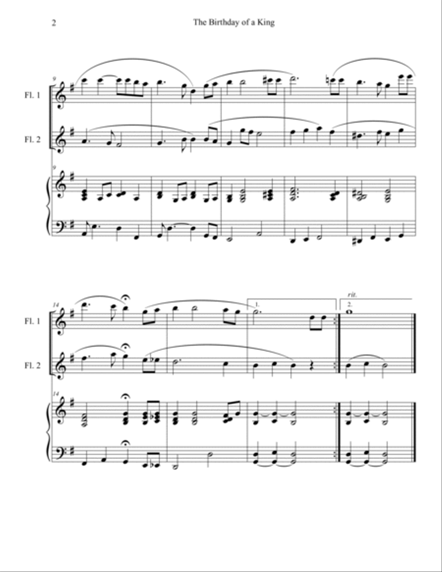 The Birthday of a King (Flute Duet with Piano Accompaniment) The Birthday of a King (Flute Duet with Piano Accompaniment) Flute Duet scores gallery preview page 2