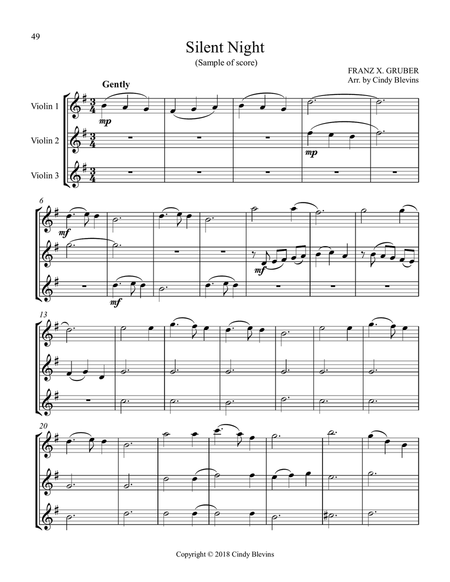 Violin Trios for Christmas, Vol. II (12 Arrangements) String Trio scores gallery preview page 4