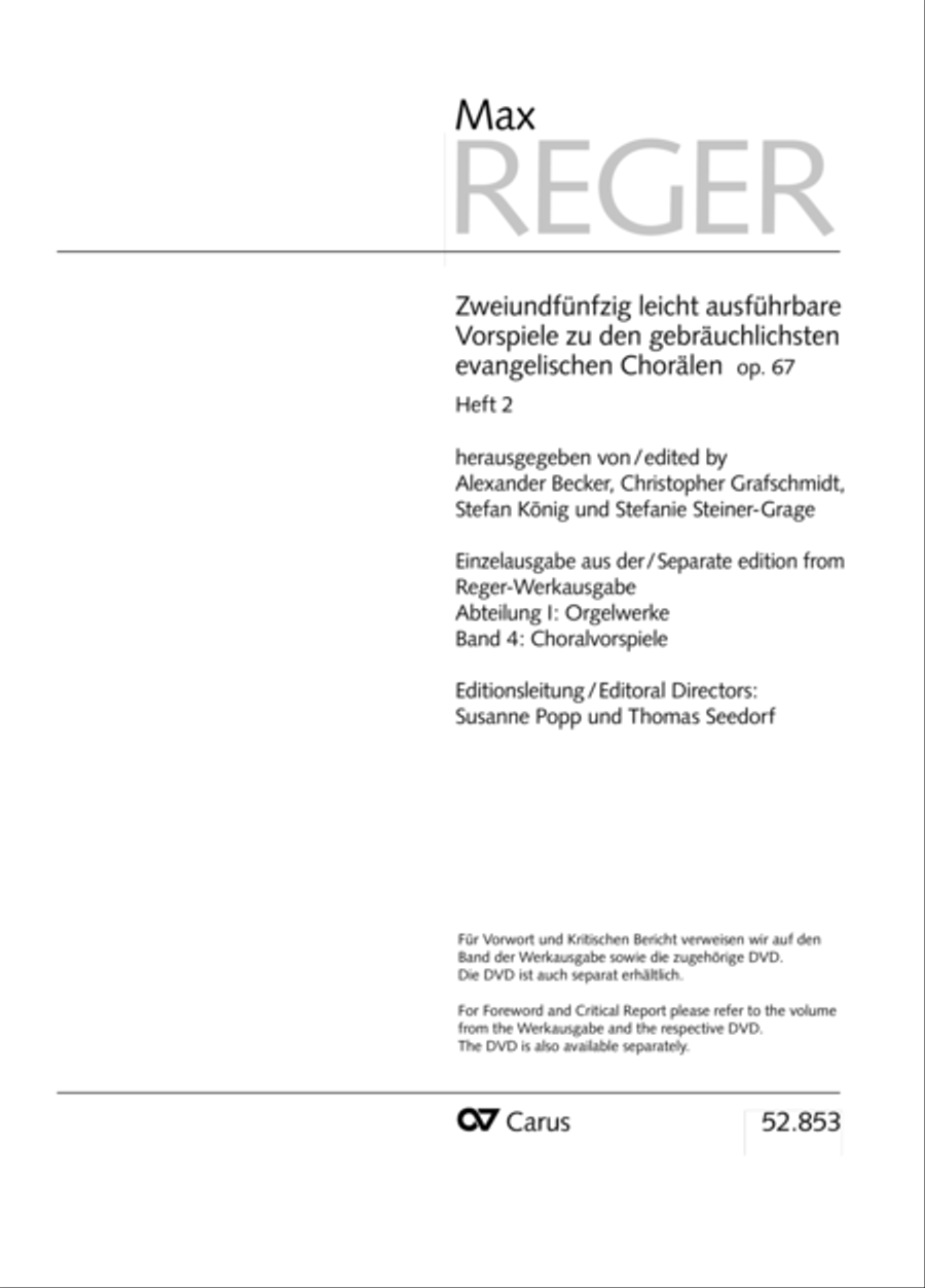 Reger: 52 easy preludes for the most common Lutheran chorales op. 67, Volume 2 Organ Solo scores gallery preview page 2