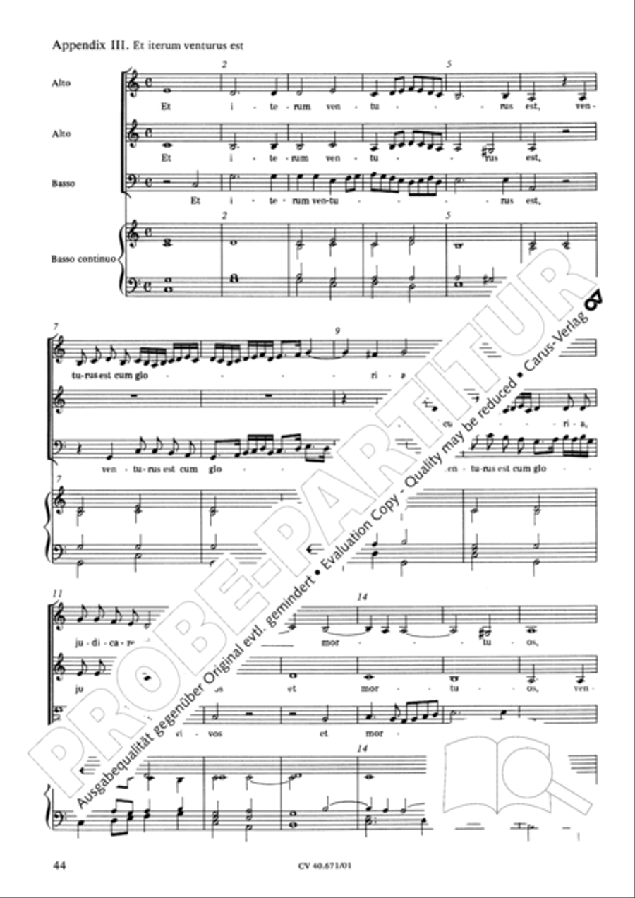 Mass in F major (Missa in F. Selva morale et spirituale) 4-Part scores gallery preview page 60