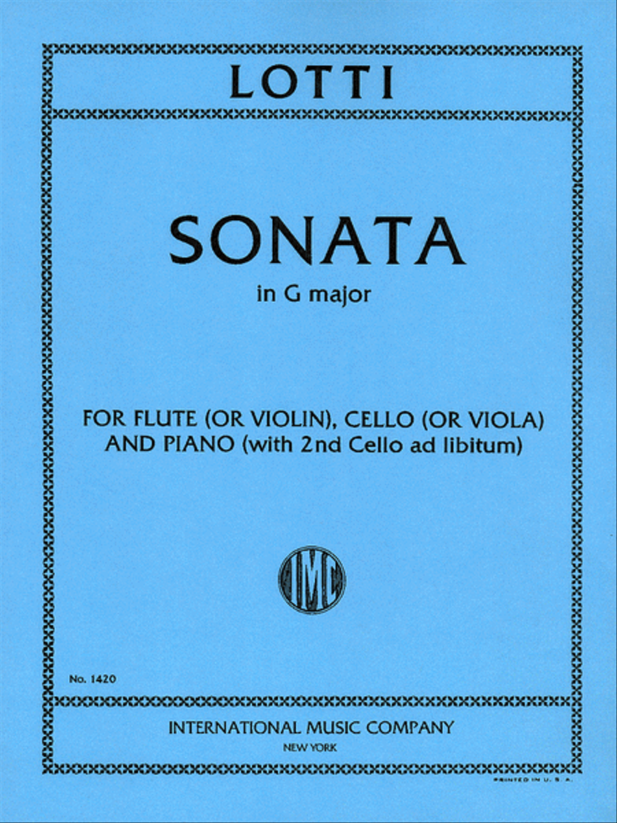 Sonata In G Major For Flute (Or Violin), Viola (Or Cello) & Piano (With 2Nd Cello Ad Lib.) Flute scores gallery preview page 1
