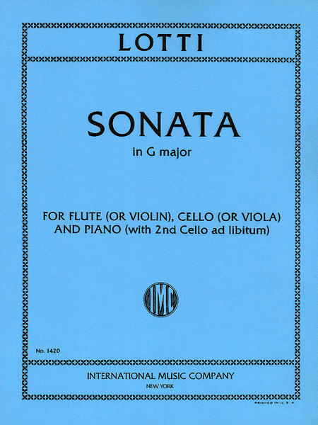 Sonata In G Major For Flute (Or Violin), Viola (Or Cello) & Piano (With 2Nd Cello Ad Lib.)