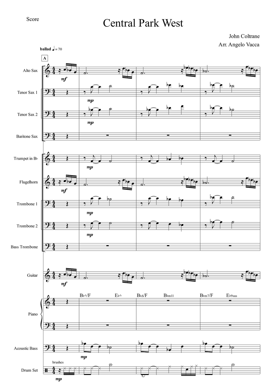 Central Park West by John Coltrane Jazz Ensemble - Digital Sheet Music