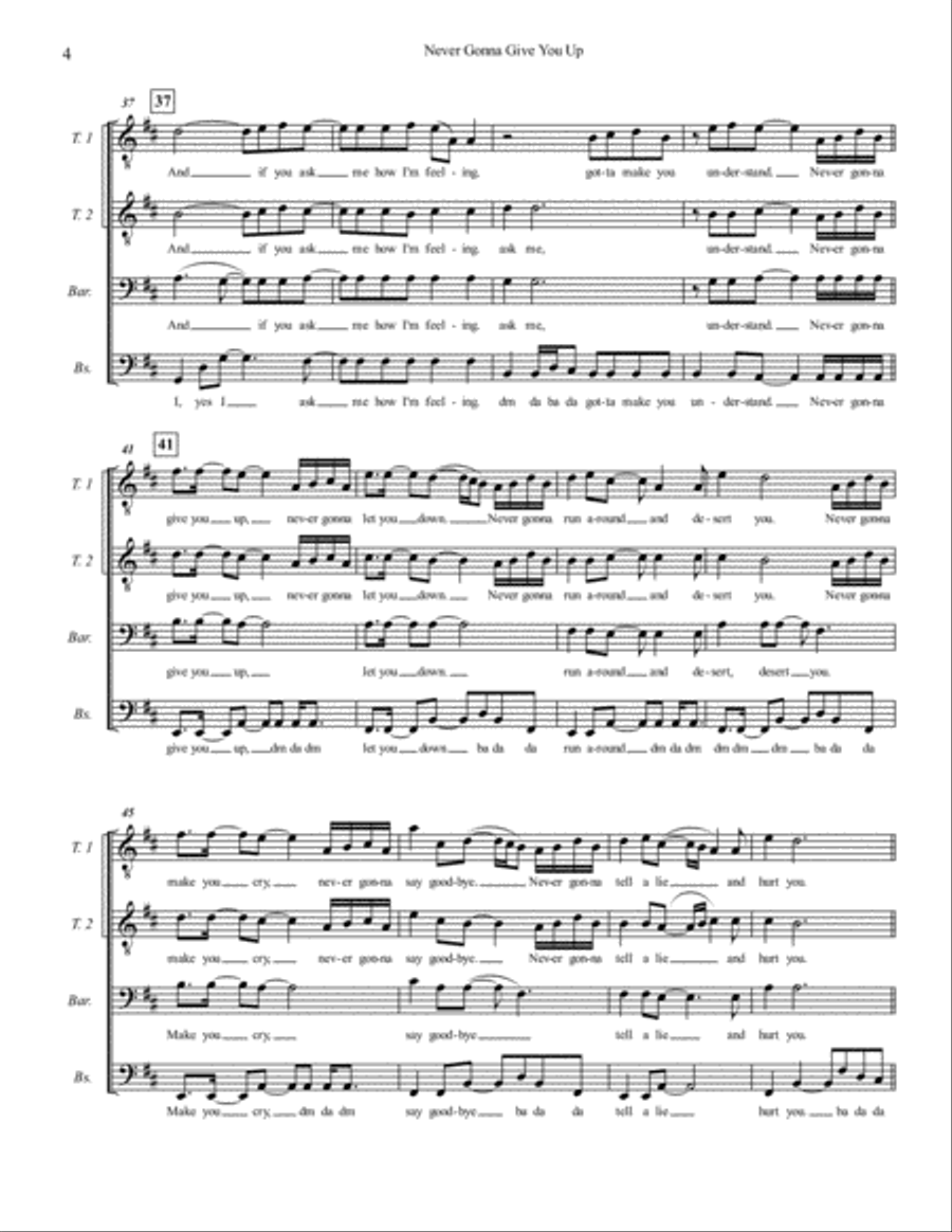 Never Gonna Give You Up TTBB scores gallery preview page 4