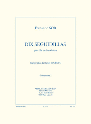 Book cover for Dix Seguidillas (elementaire 2) Transcription Daniel Bourgue