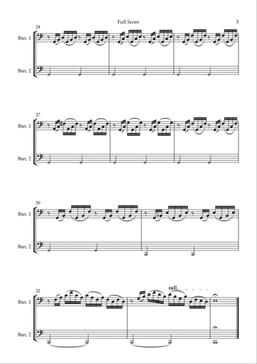 Prelude 1 in C Major BWV 846 (from Well-Tempered Clavier Book 1) for Bassoon Duo Woodwind Duet scores gallery preview page 3