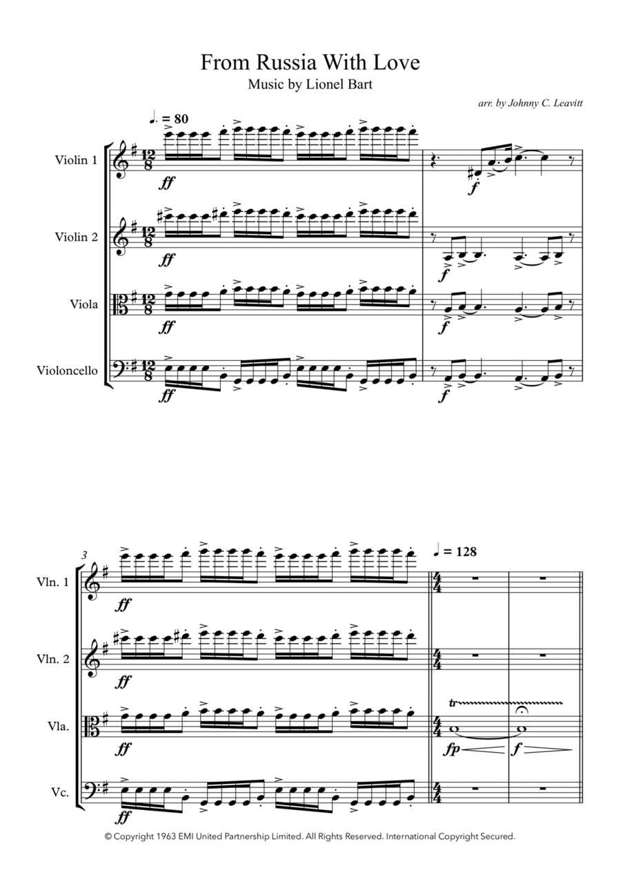 From Russia With Love String Quartet scores gallery preview page 1