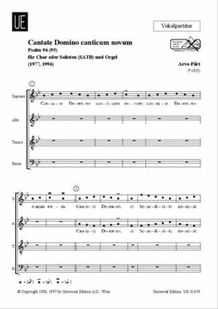 Cantate Domino, SATB/Org, Chor 4-Part scores gallery preview page 1