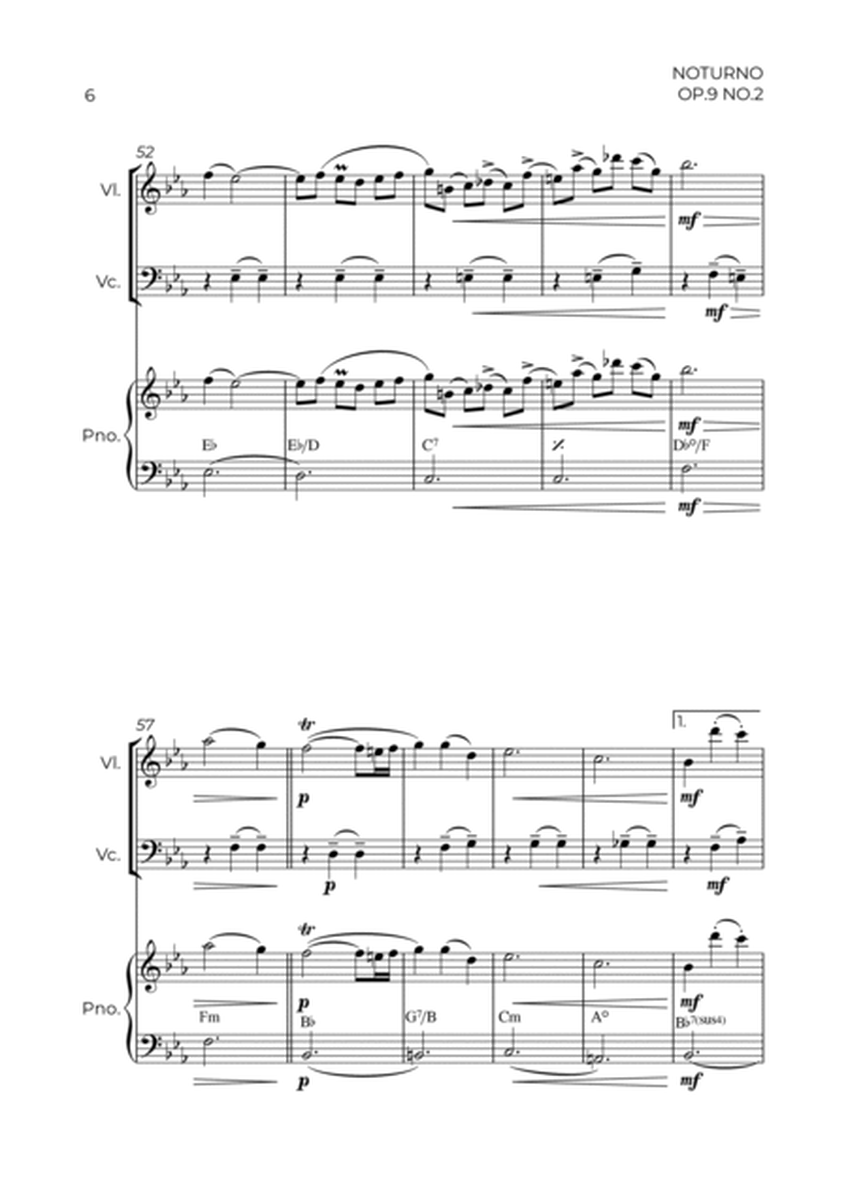 NOTURNO OP.9 NO.2 - CHOPIN - STRING PIANO TRIO (VIOLIN, CELLO & PIANO) image number null