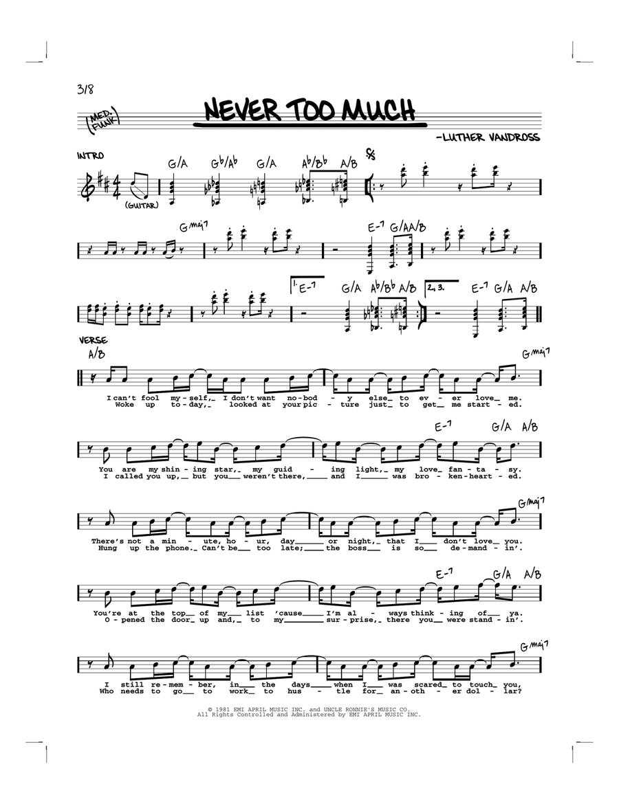 Never Too Much Never Too Much Piano scores gallery preview page 1