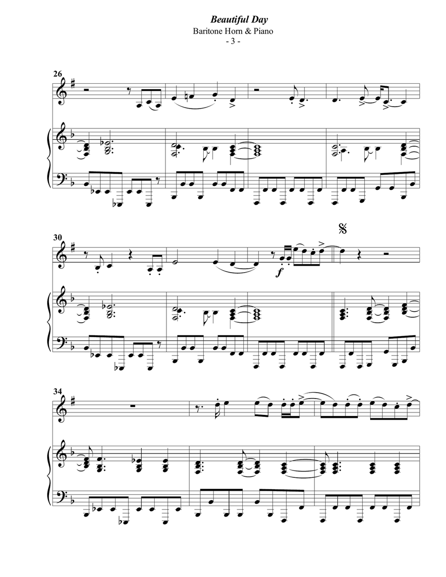 Beautiful Day by U2 Baritone Horn TC - Digital Sheet Music page 3