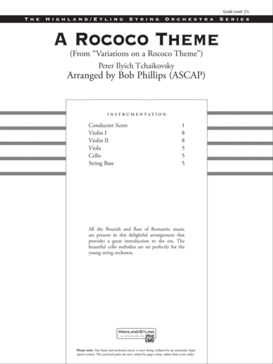A Rococo Theme: Score String Orchestra scores gallery preview page 1