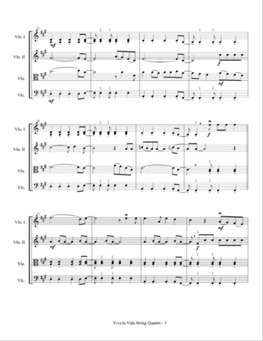 Viva La Vida String Quartet scores gallery preview page 4