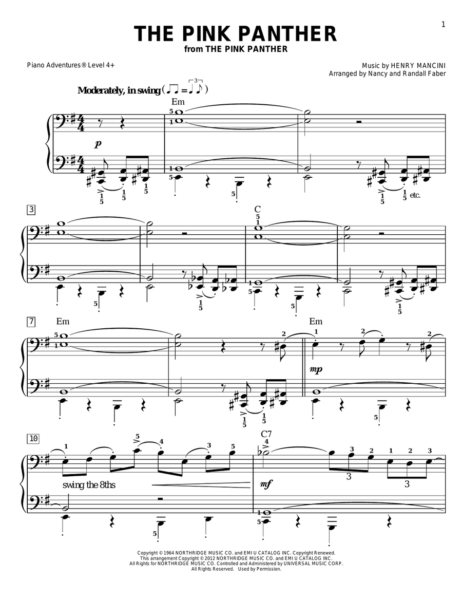 The Pink Panther Piano Method scores gallery preview page 1
