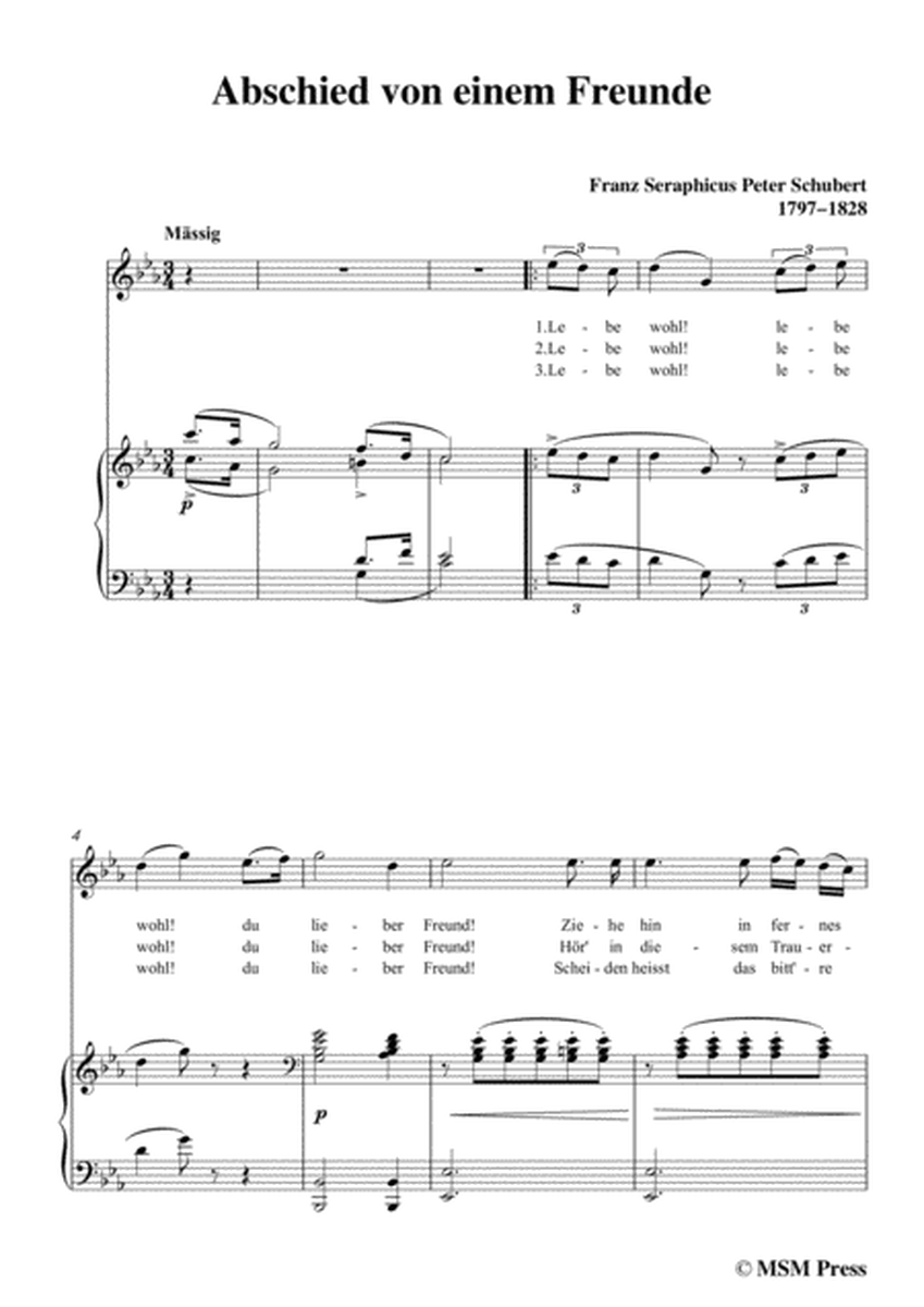 Schubert-Abschied von einem Freunde,in c minor,for Voice&Piano image number null