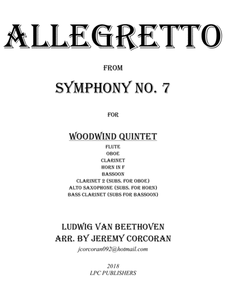 Allegretto from Symphony No. 7 for Woodwind Quintet image number null