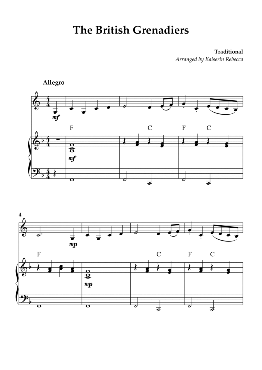 The British Grenadiers Horn scores gallery preview page 1