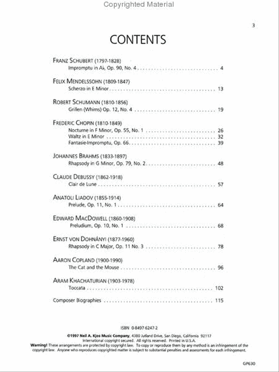 Piano Repertoire: Romantic & 20th Century, Level 10 Piano Method scores gallery preview page 2