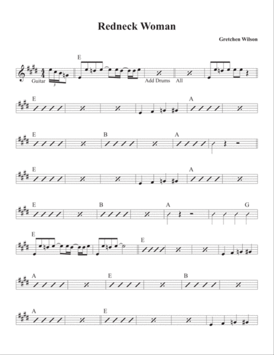 Redneck Woman Piano, Vocal, Guitar scores gallery preview page 1