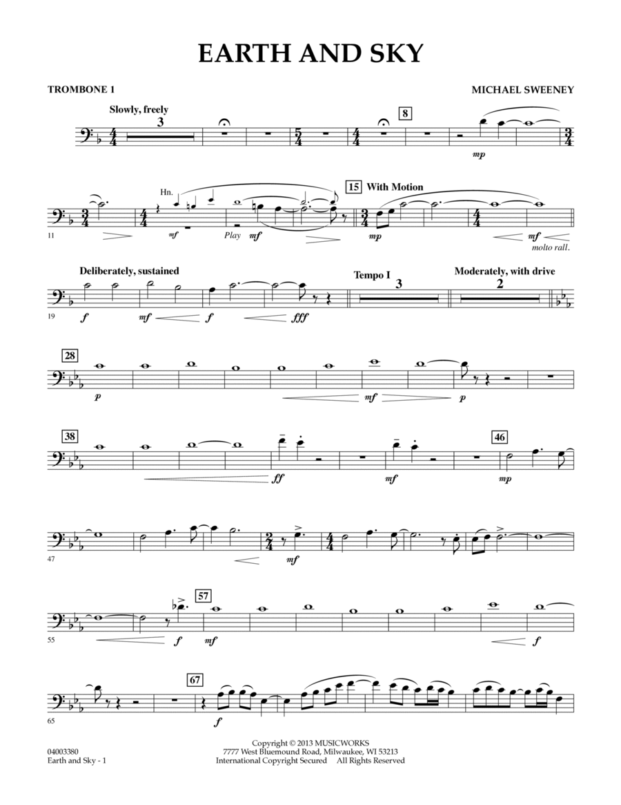 Earth and Sky - Trombone 1 Concert Band scores gallery preview page 1