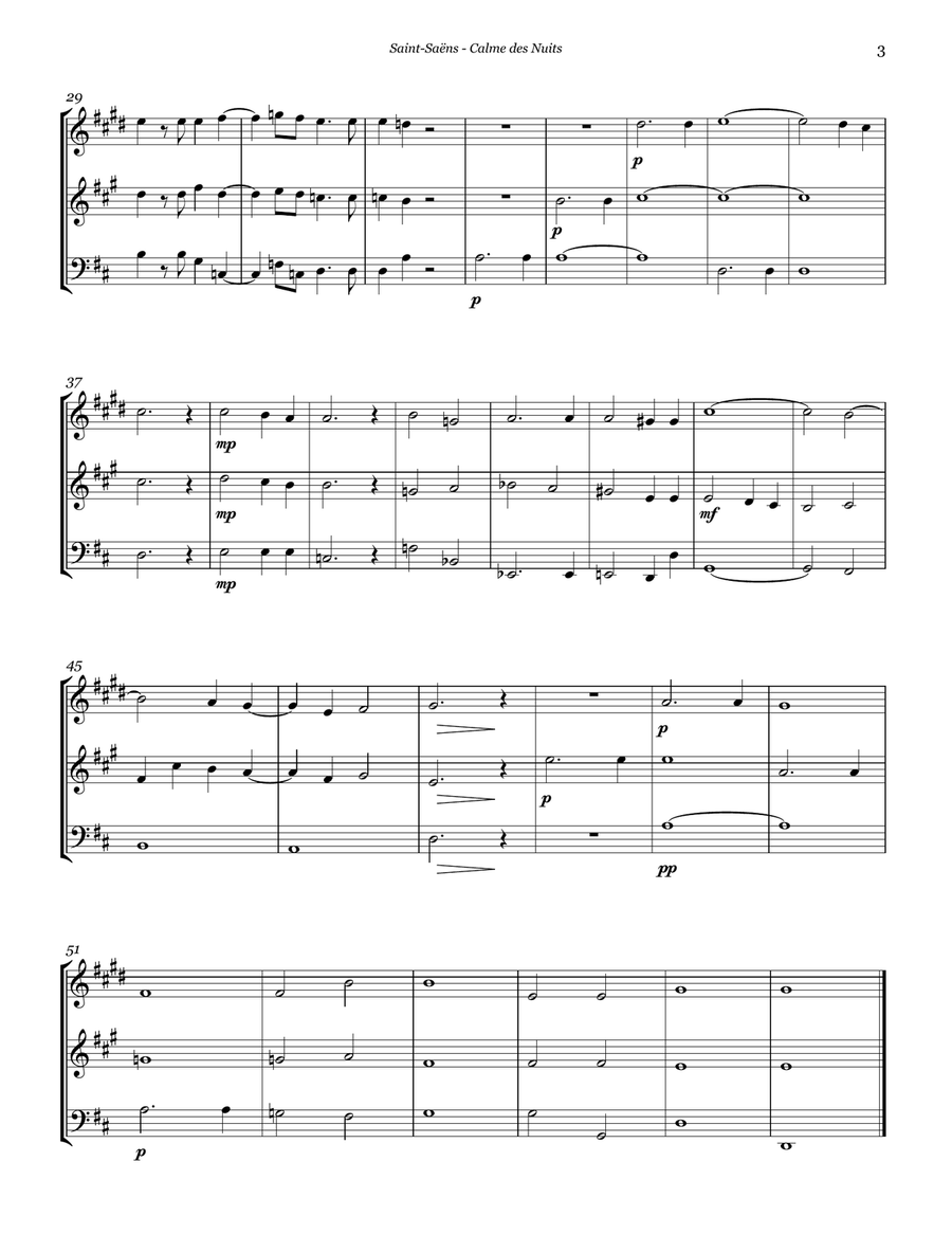 Calme des Nuits for Brass Trio Brass Trio scores gallery preview page 3