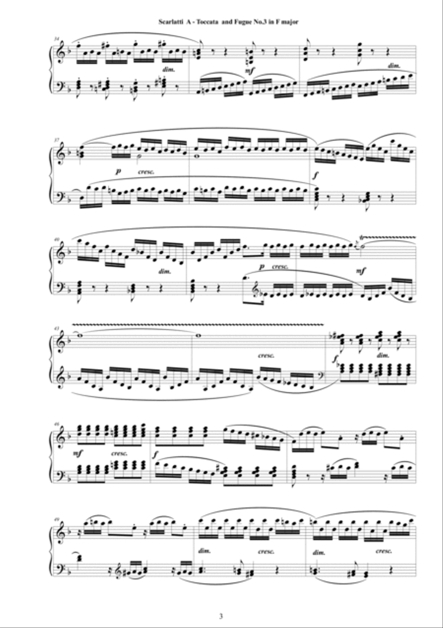 Scarlatti A - Toccata and Fugue No.3 in F major for Piano Piano Solo scores gallery preview page 3