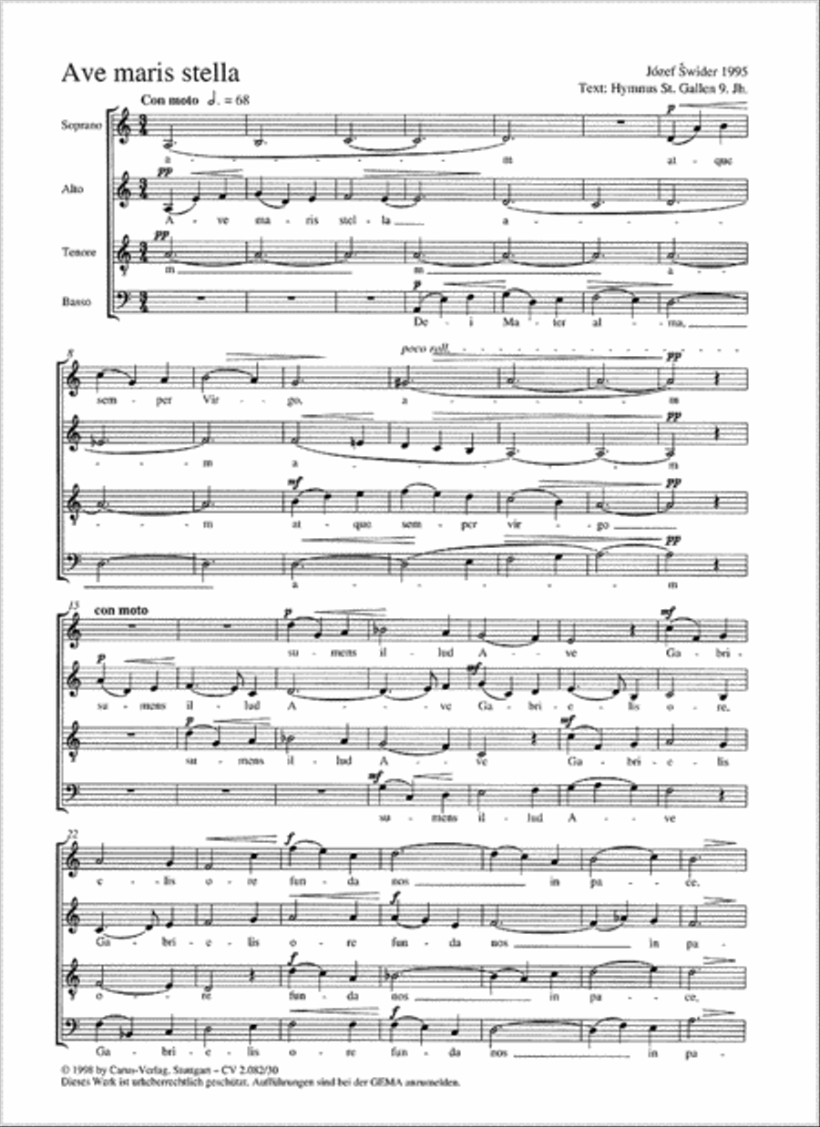 Ave maris stella (Ave maris stella (Ave, Stern der Meere)) 4-Part scores gallery preview page 1