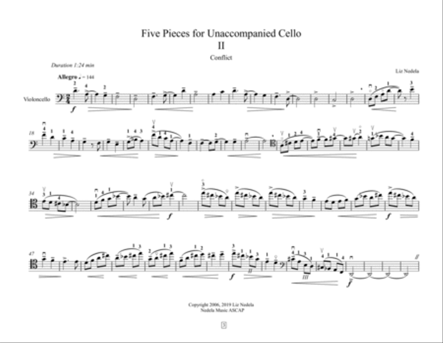 Five Pieces for Unaccompanied Cello Cello Solo scores gallery preview page 6