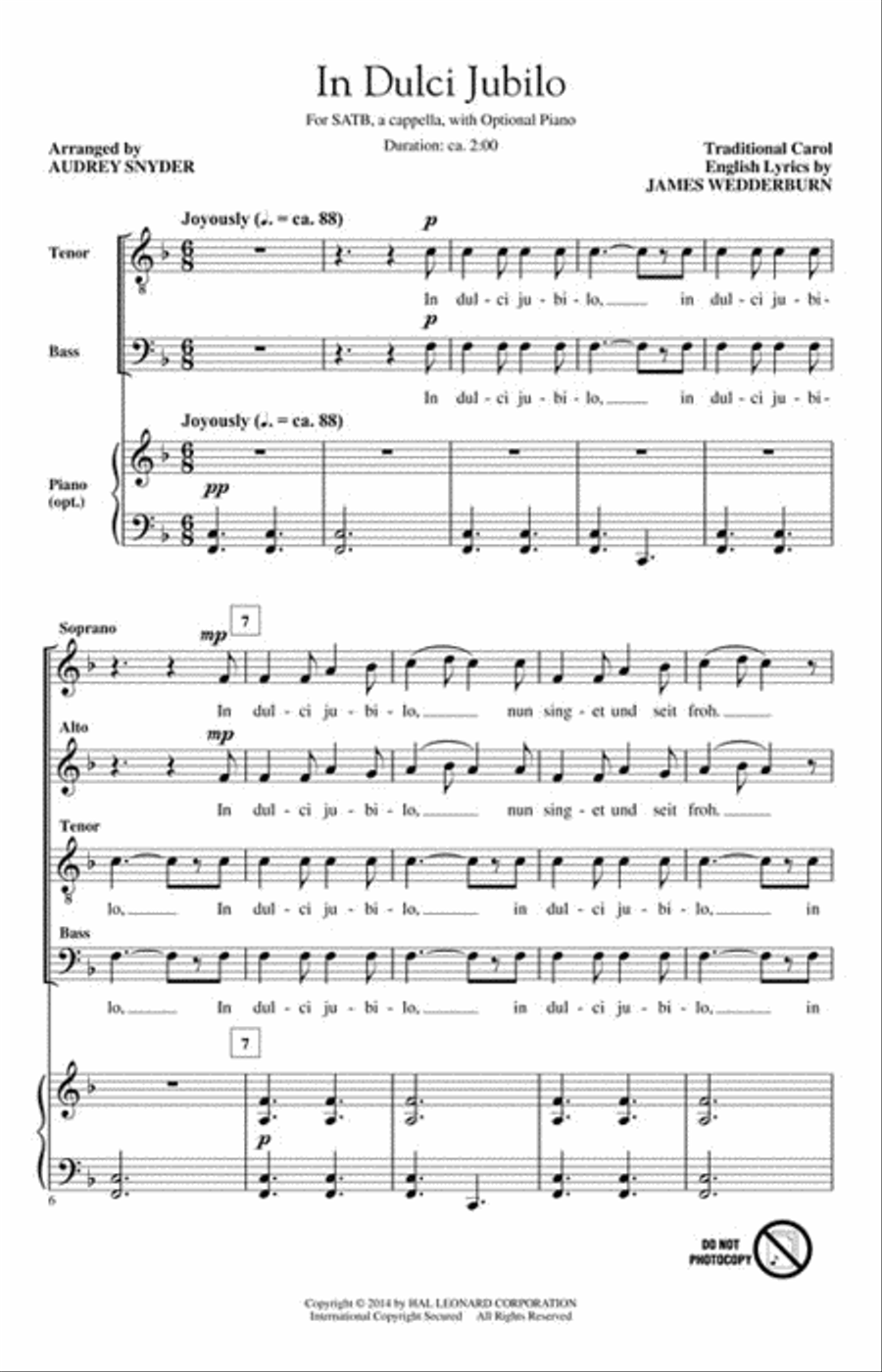In Dulci Jubilo 4-Part scores gallery preview page 2