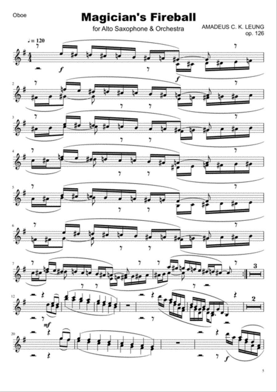 Magician's Fireball for alto saxophone & orchestra (Orchestral Part Scores) Full Orchestra scores gallery preview page 5