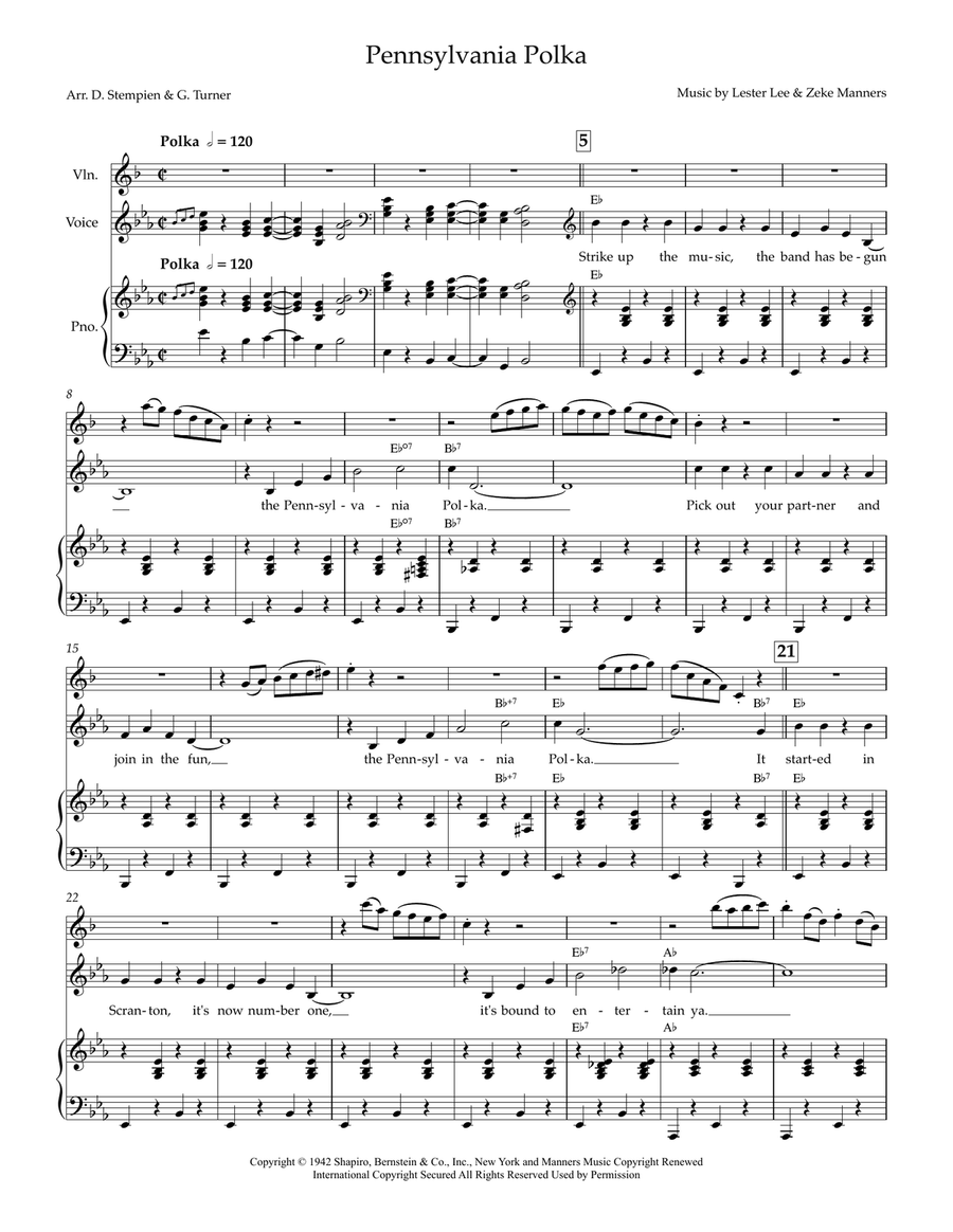 Pennsylvania Polka Piano Solo scores gallery preview page 1
