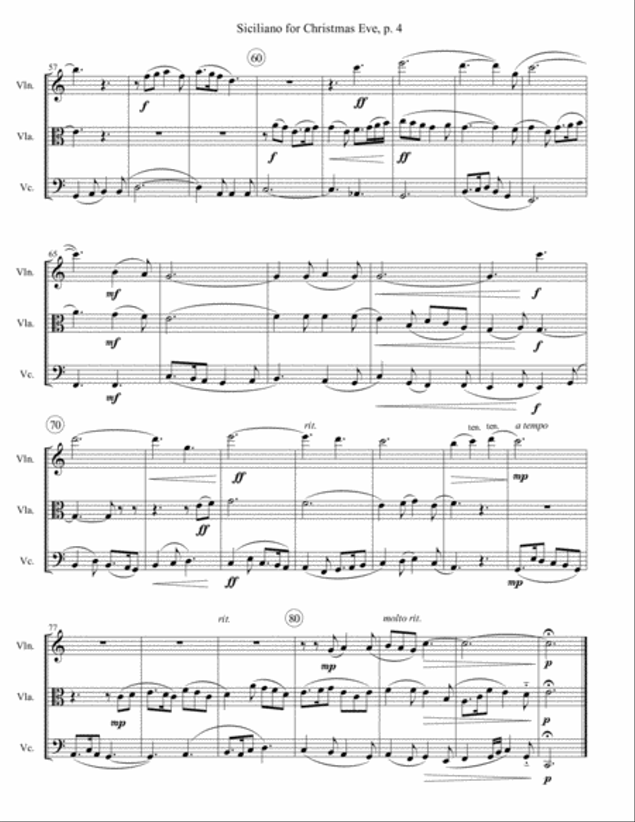Siciliano for Christmas Eve - String Trio String Trio scores gallery preview page 4