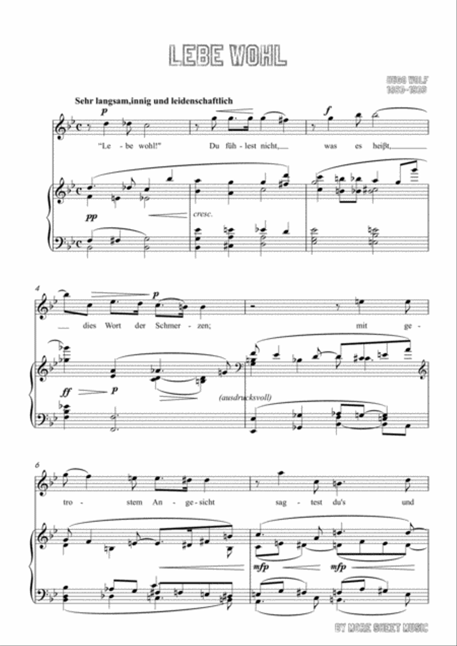 Wolf-Lebe wohl in B flat Major,for Voice and Piano Voice Solo scores gallery preview page 3