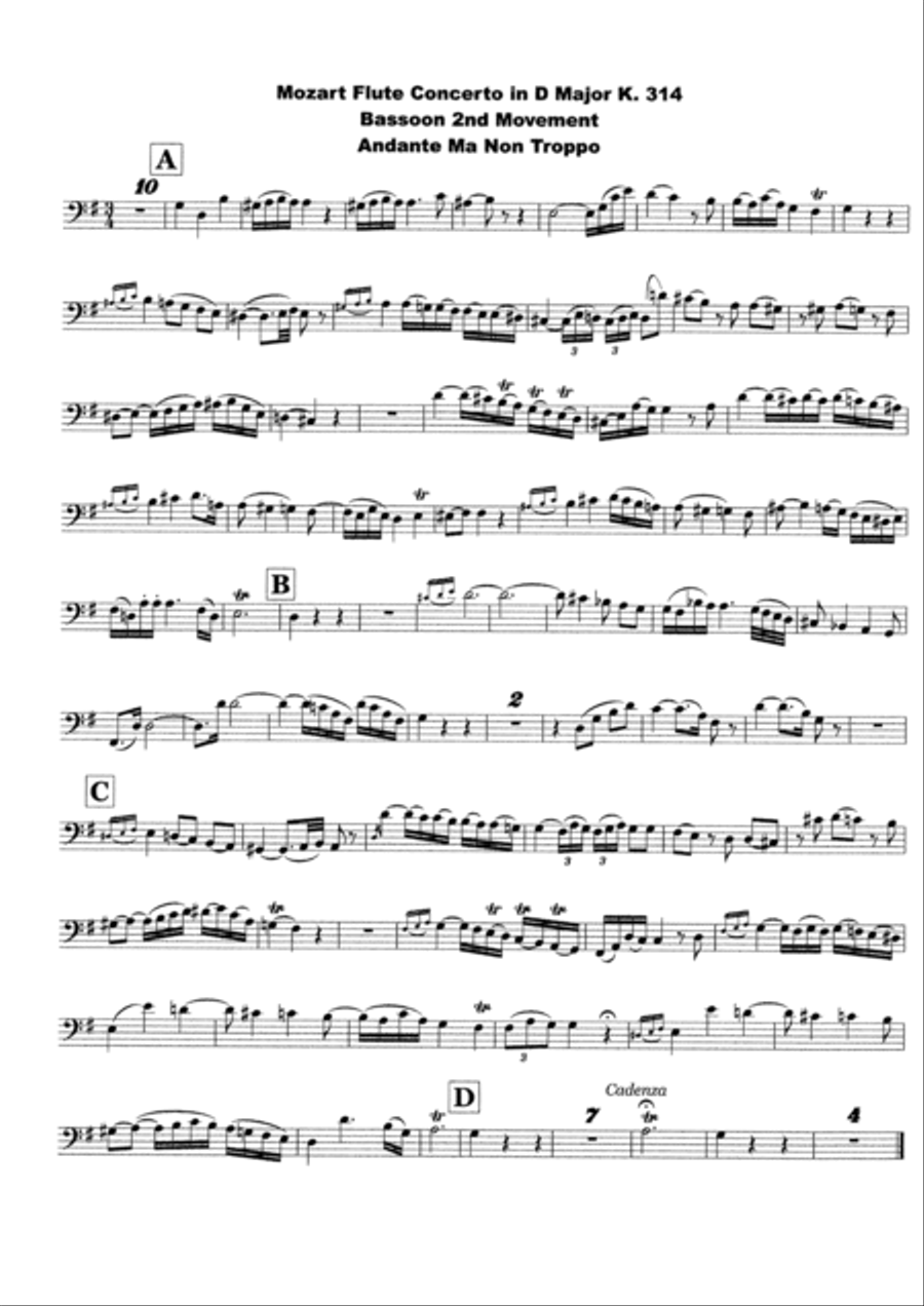 Mozart Flute Concerto op. 314 for Bassoon Flute scores gallery preview page 4