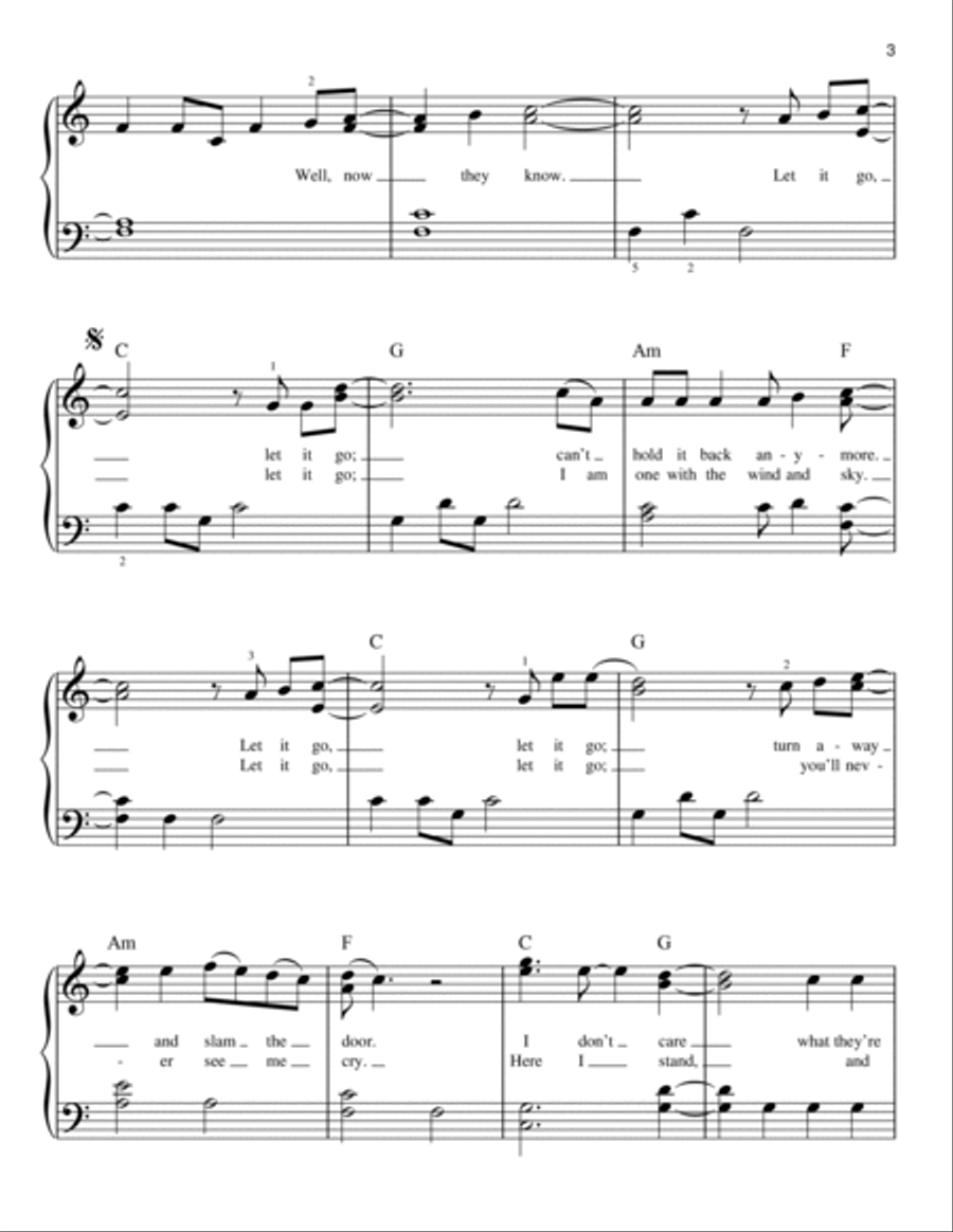 Let It Go (from Frozen) Easy Piano scores gallery preview page 3