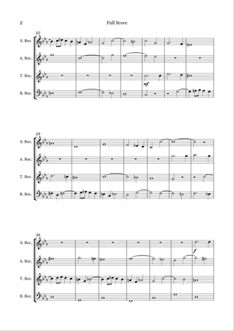 Fugue in C Minor for Recorder Quartet Small Ensemble scores gallery preview page 3
