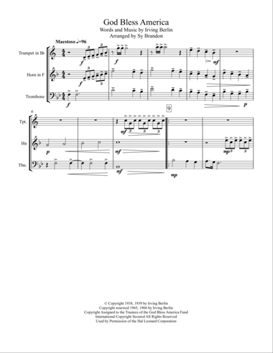 God Bless America School and Community scores gallery preview page 1